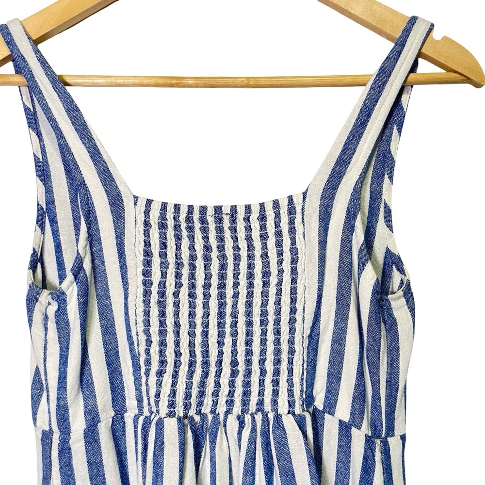 Old Navy Linen Blend Fit & Flare Sleeveless Midi Dress Blue Stripe, Size S - Picture 8 of 14